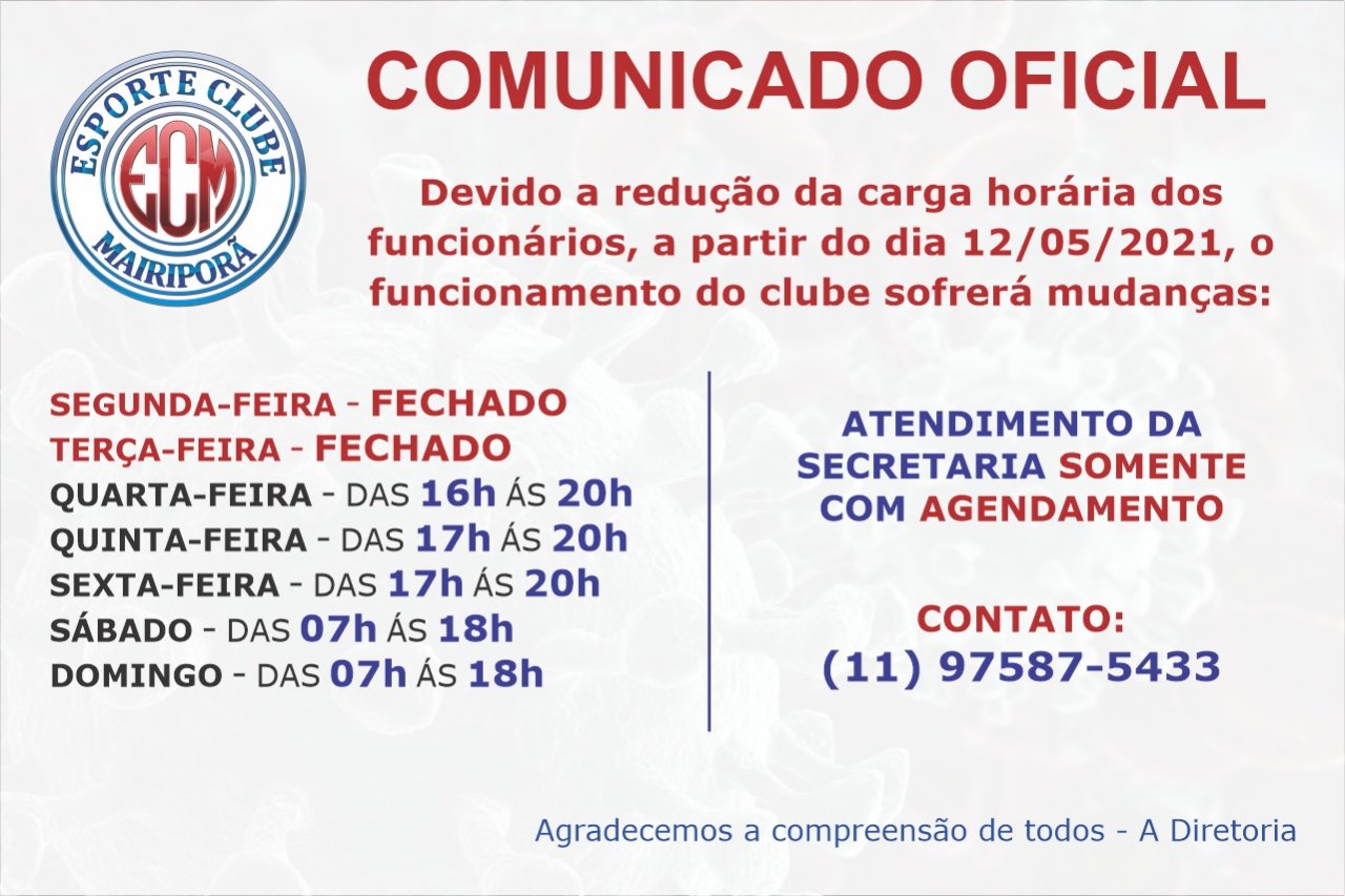 Novo Horário de Funcionamento